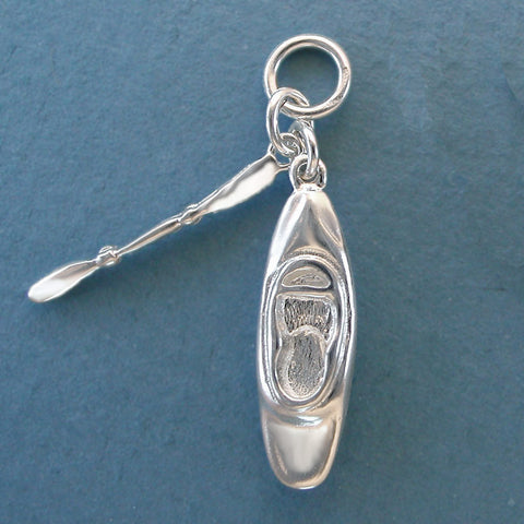 Whitewater Kayak Charm - sterling silver