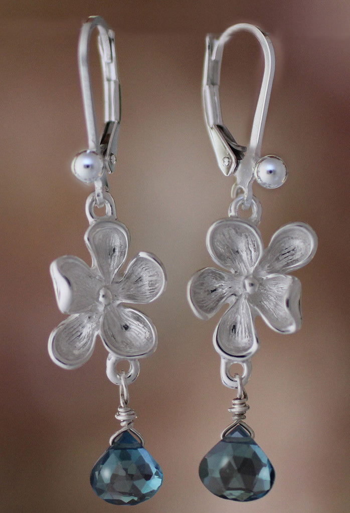 Silver Wood Violet with Topaz Earrings