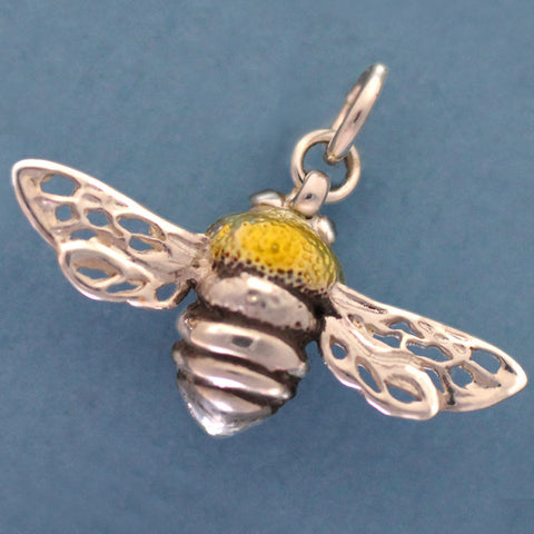 Sterling Silver Enameled Honey Bee Charm