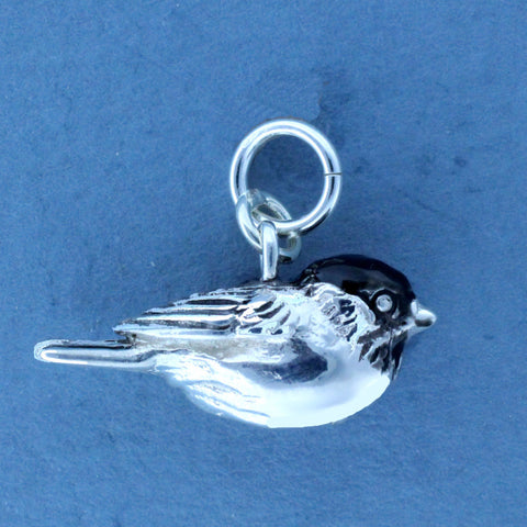 Chickadee Charm Sterling Silver Enameled