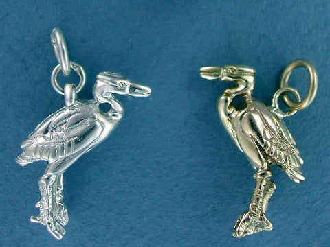 14k Gold Great Blue Heron Charm Jewelry