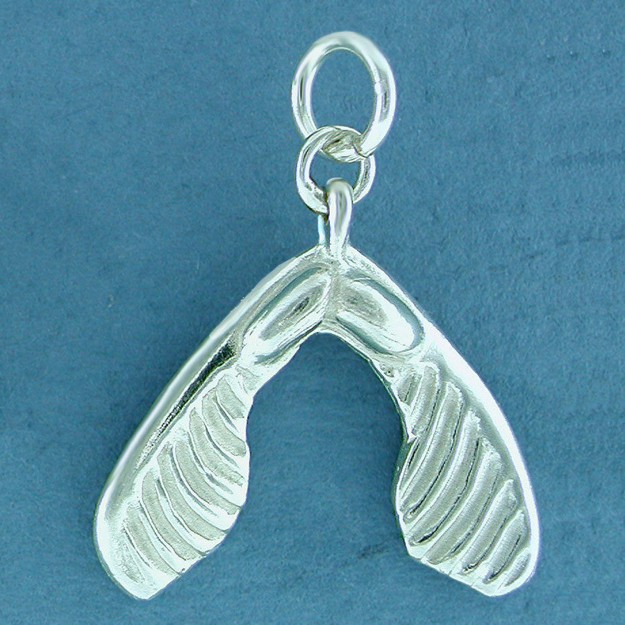 sterling silver maple seed charm