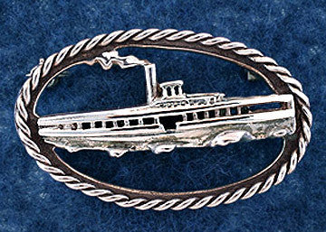 Sterling Silver Steamboat Pin Jewelry