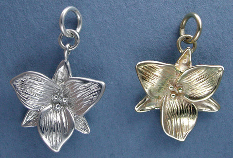 14k gold and sterling silver trillium charm
